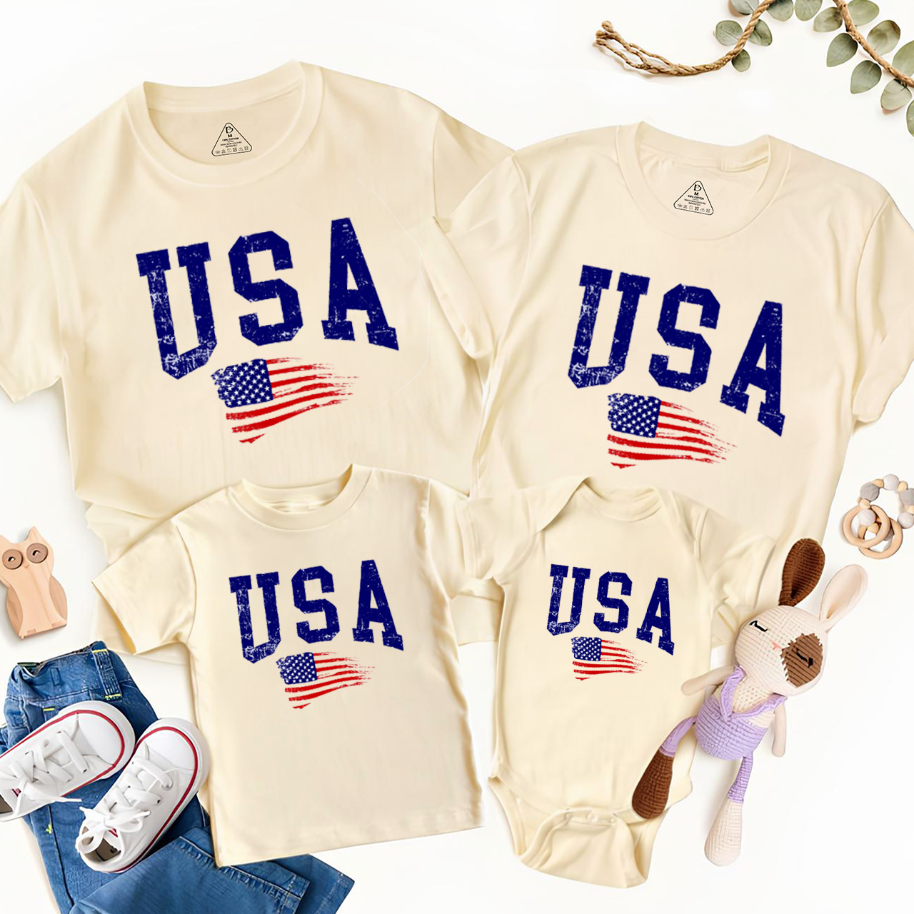 American Flag Independence Day Family Matching Shirts