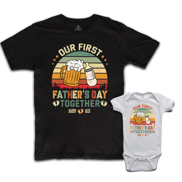 Personalized Our First Fathers Day Together Dad&Me Matching Shirts
