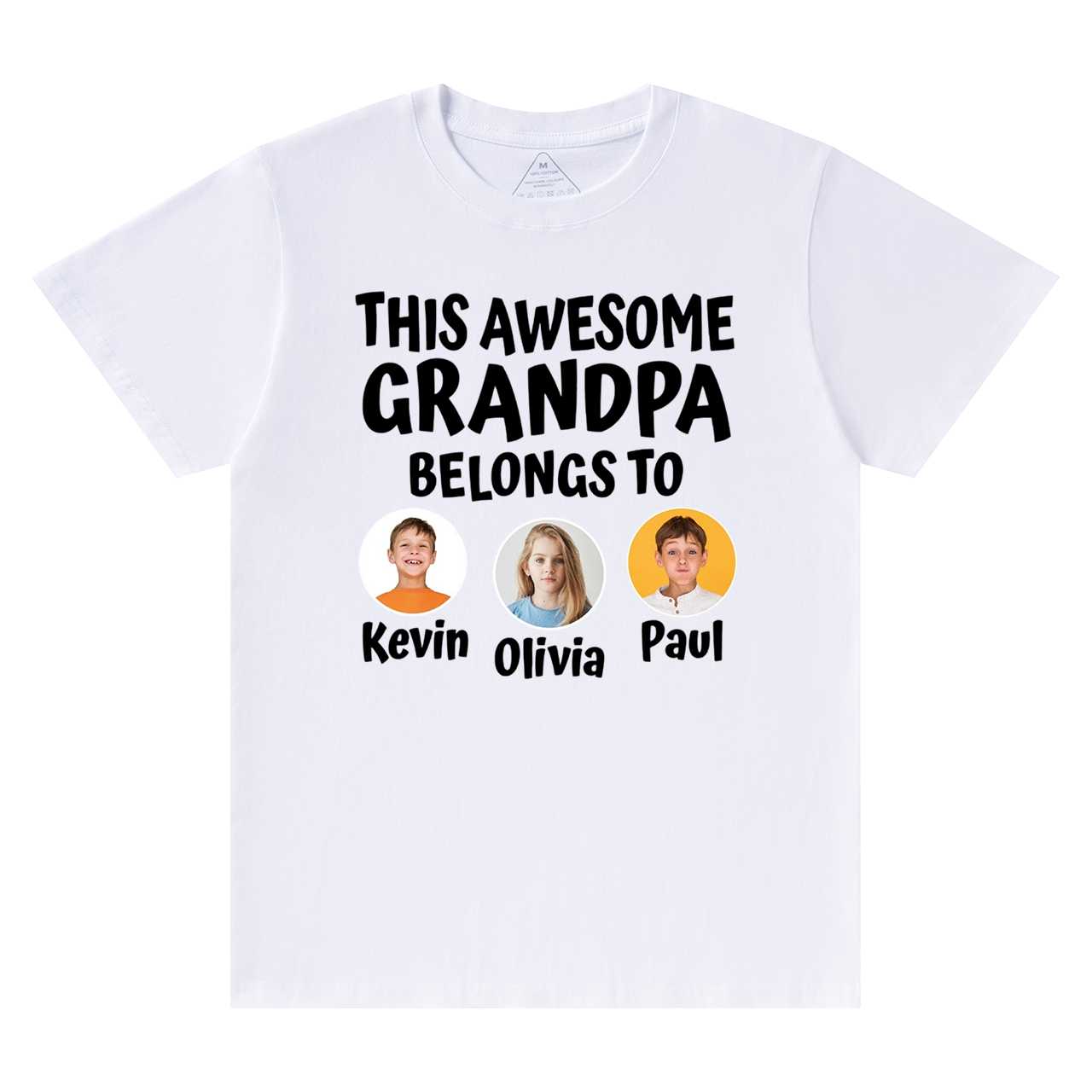 Personalized Grandpa With Grandkids Name And Photo T-shirt