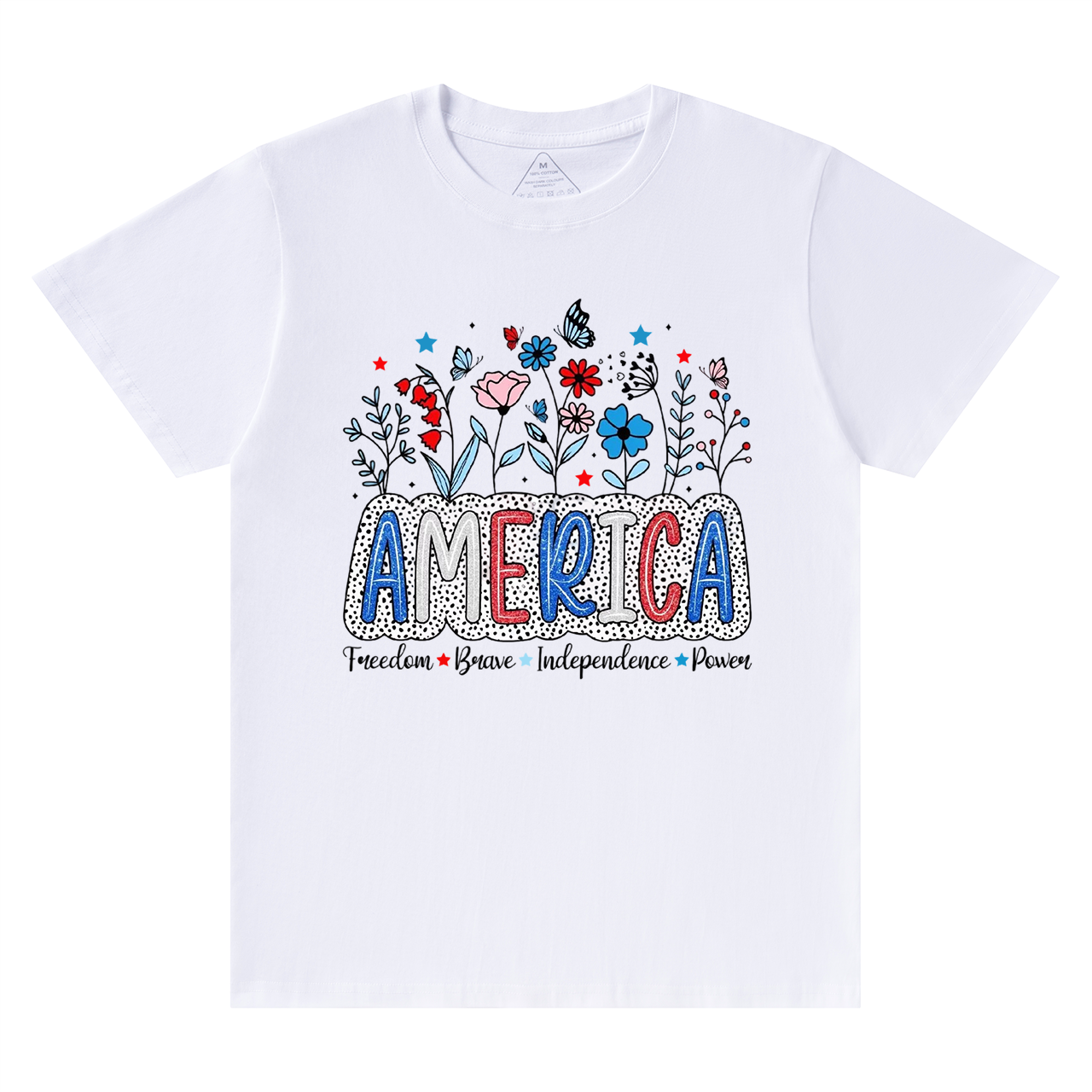 Floral Brushstroke USA Mama T-Shirts