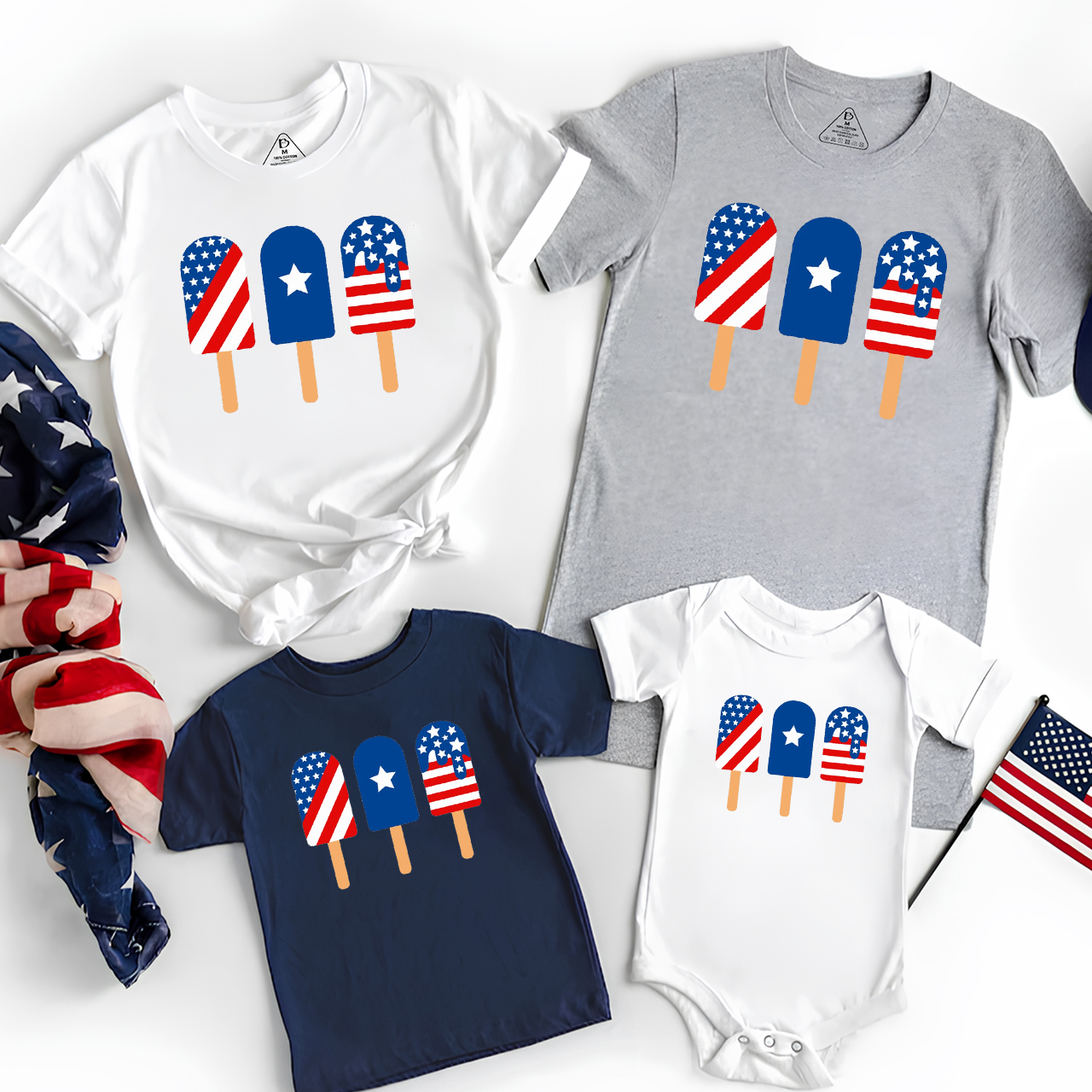 Patriotic 4th Of July Popsicle‘s Family Matching Shirts