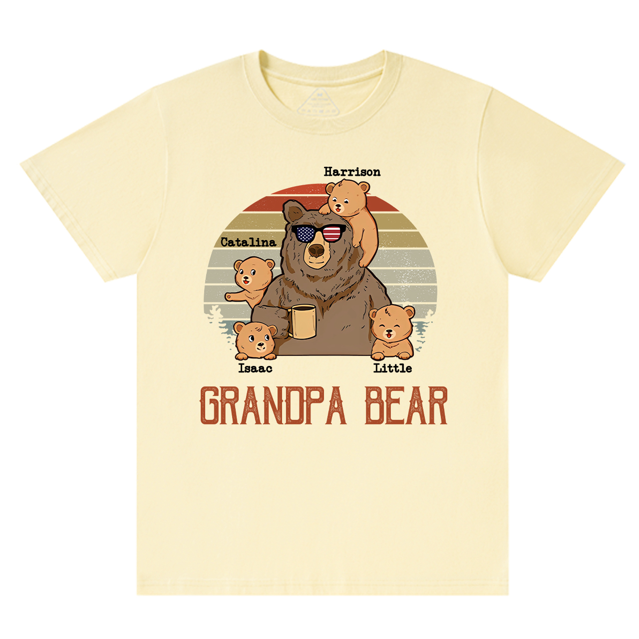 Personalized  Papa Bear And Kids Names T-Shirt 