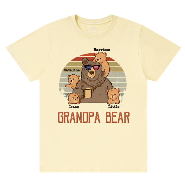 Personalized  Papa Bear And Kids Names T-Shirt 