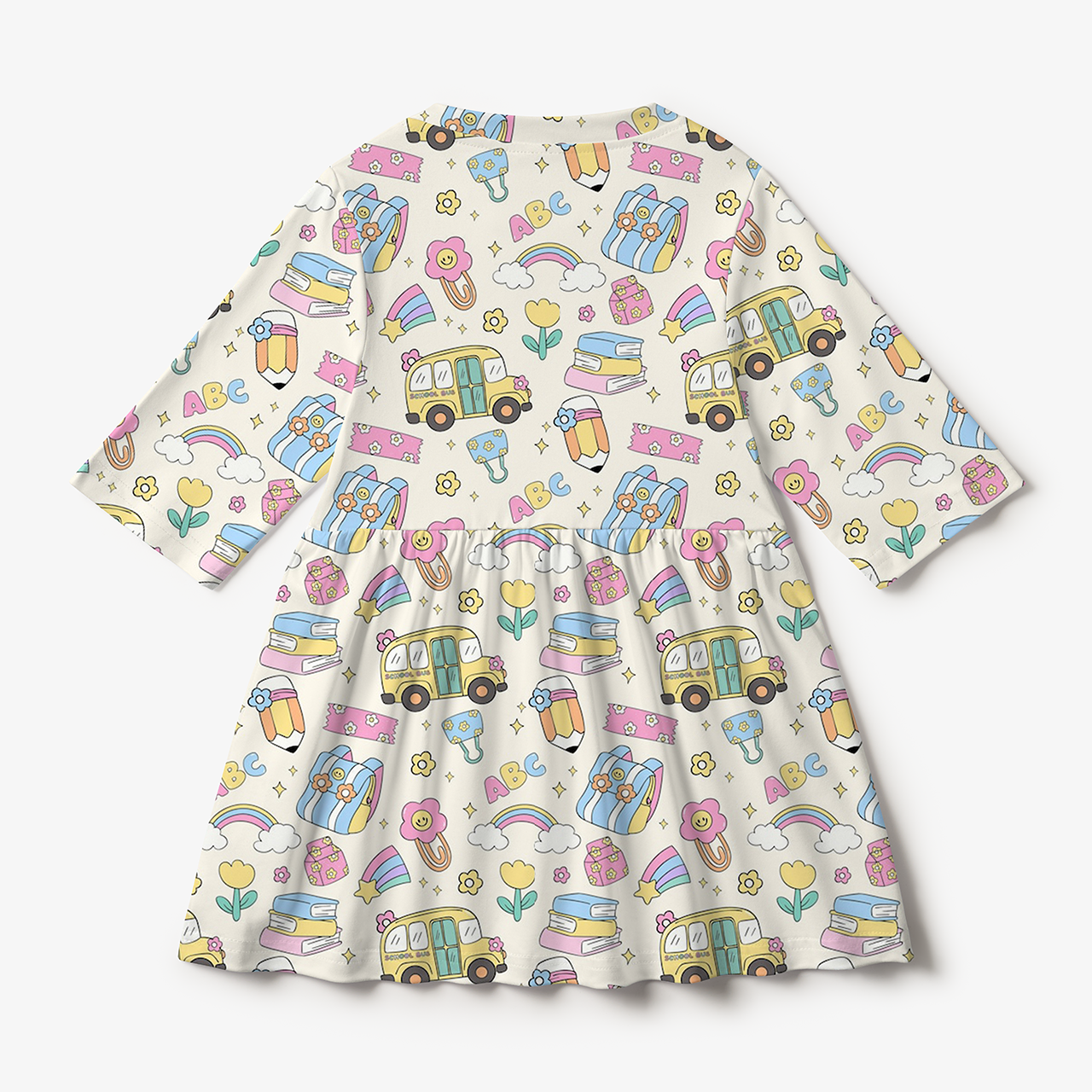 Rainbow School Bus All Over Print Kids Dress
