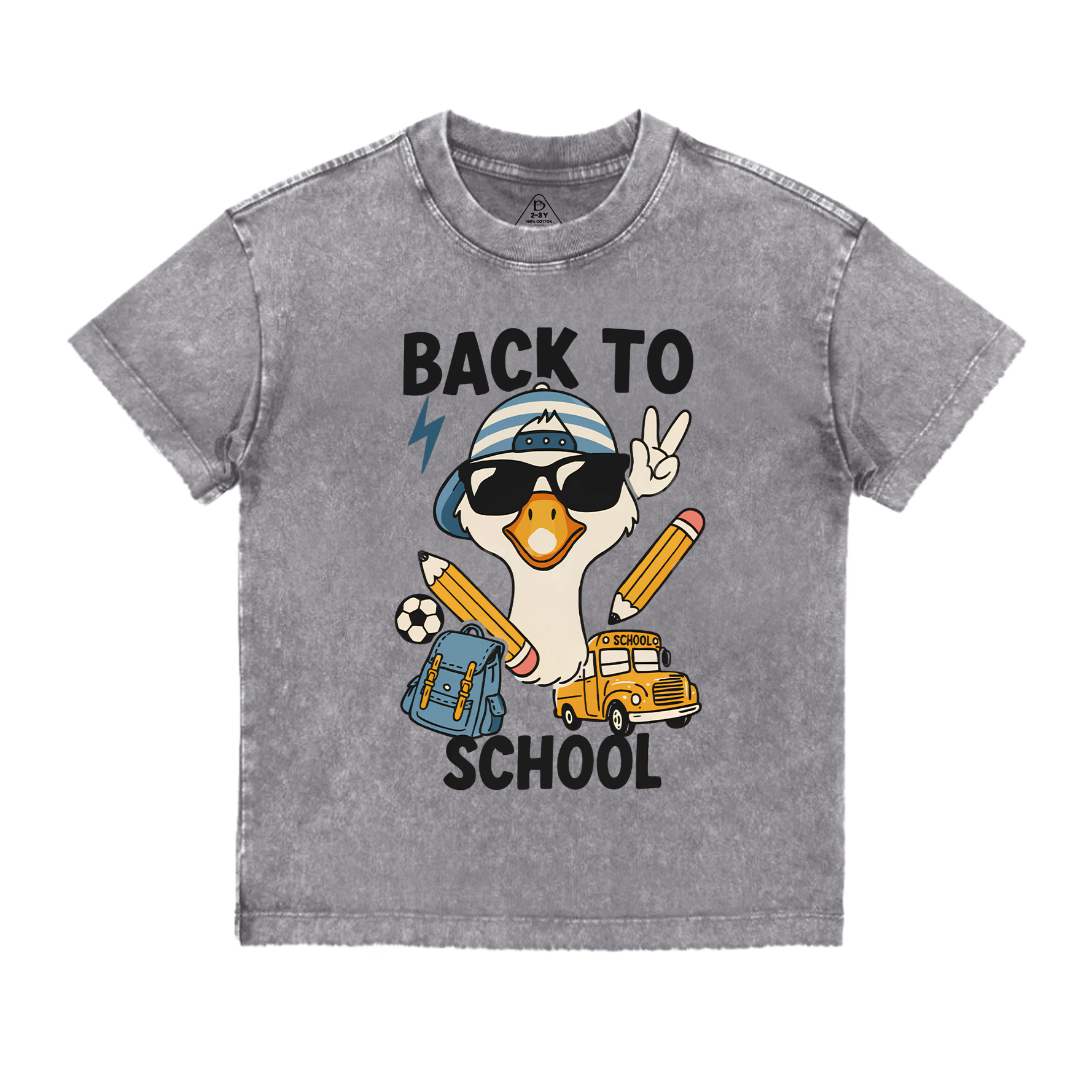Back To School Goose Toddler&Kids Washed Tees