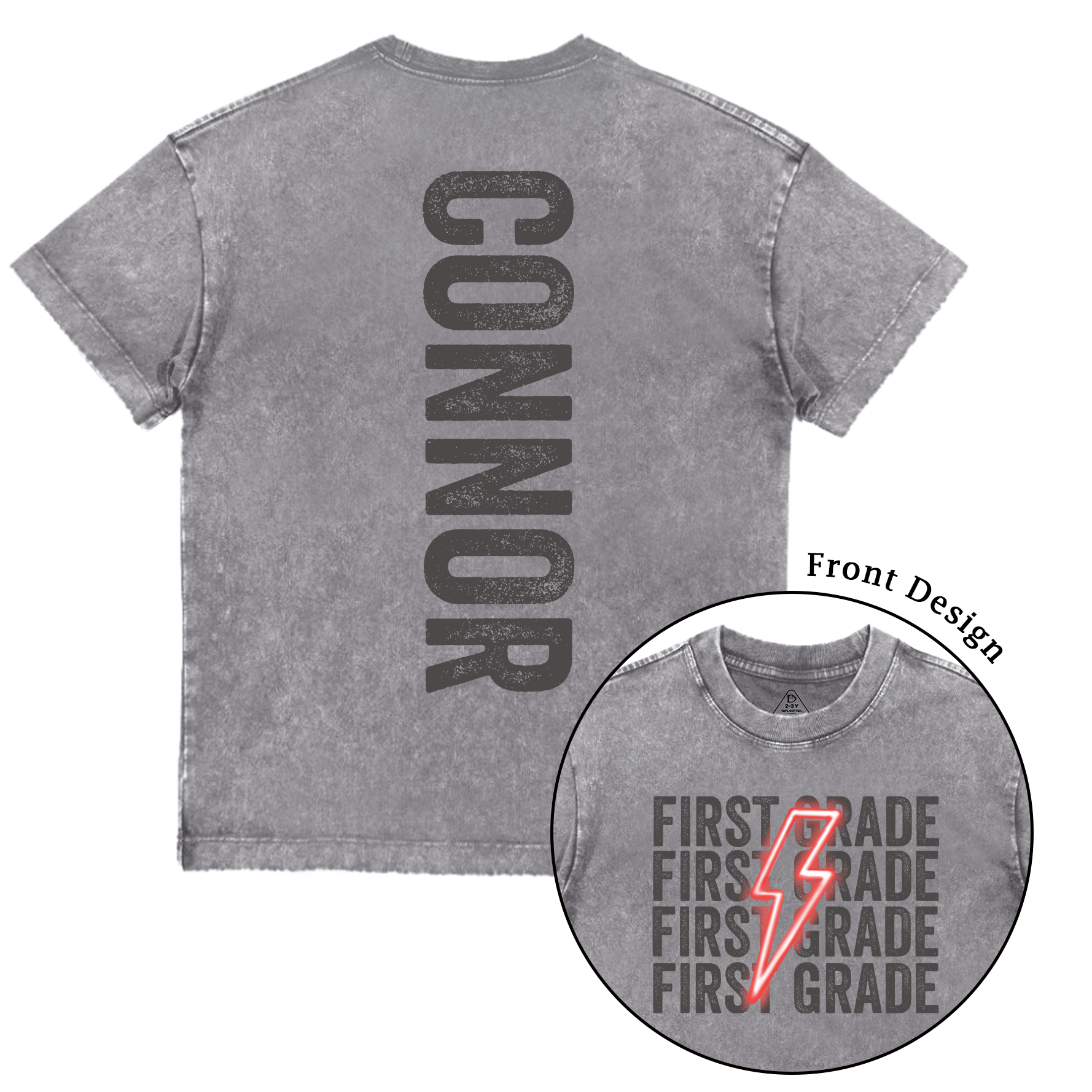 Personalized Lightning Kid Name Toddler&Kids Washed Tees