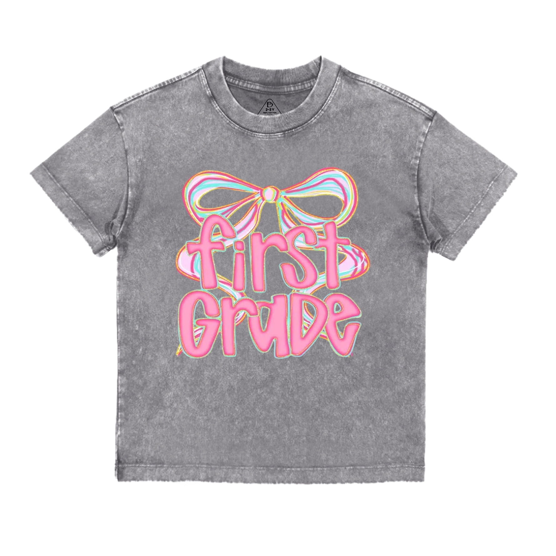 Personalized Bow Grade Toddler&Kids Washed Tees