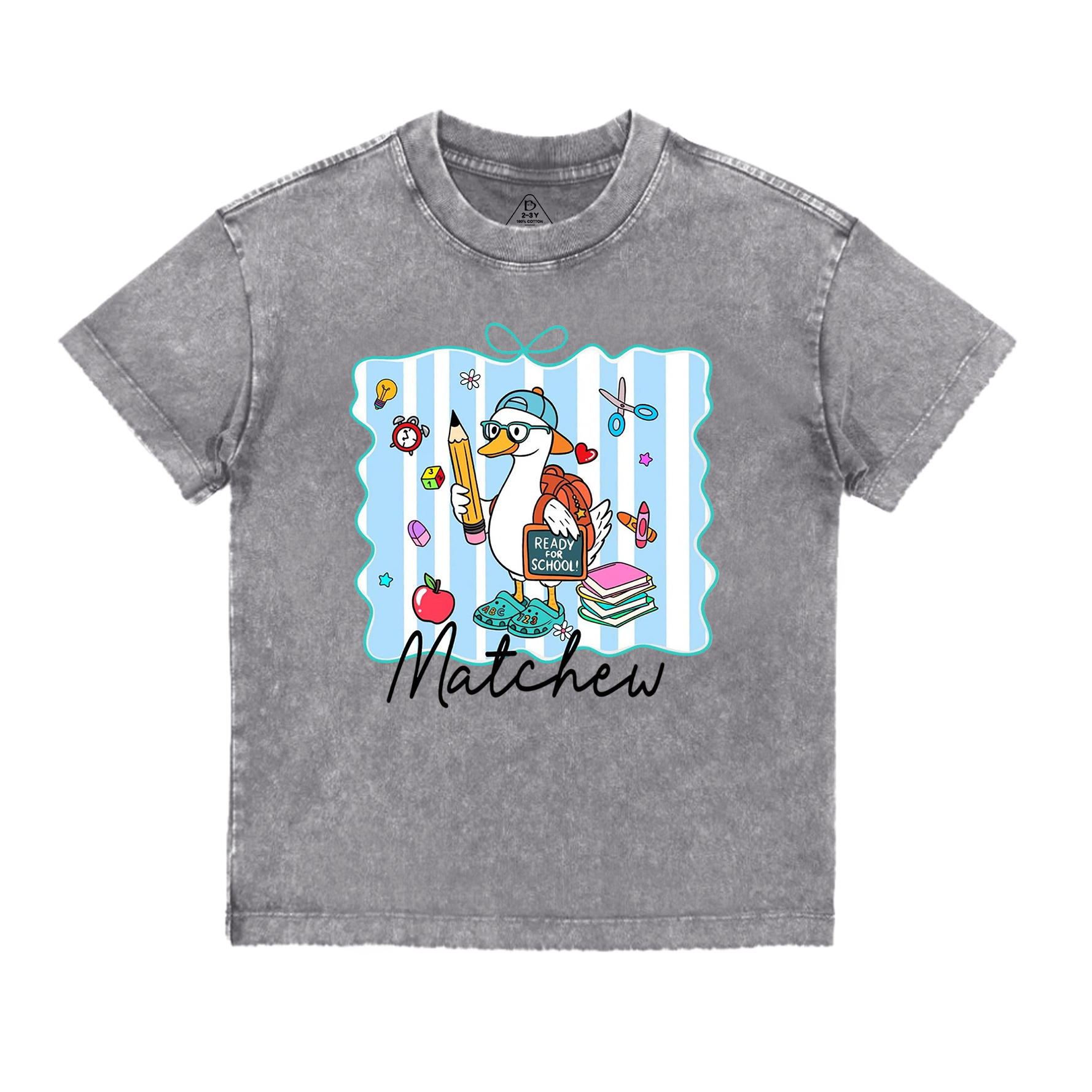 Personalized Boy Girl School Goose Toddler&Kids Washed Tees