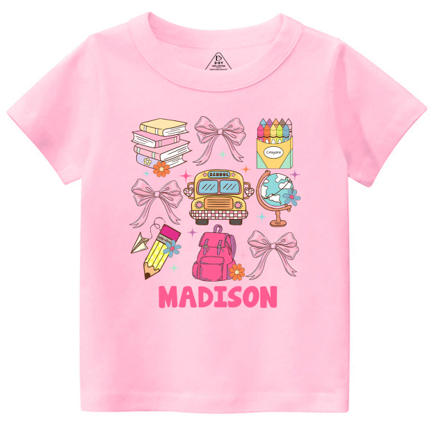 Bow Stationery Back To School Toddler&Kids Tees 