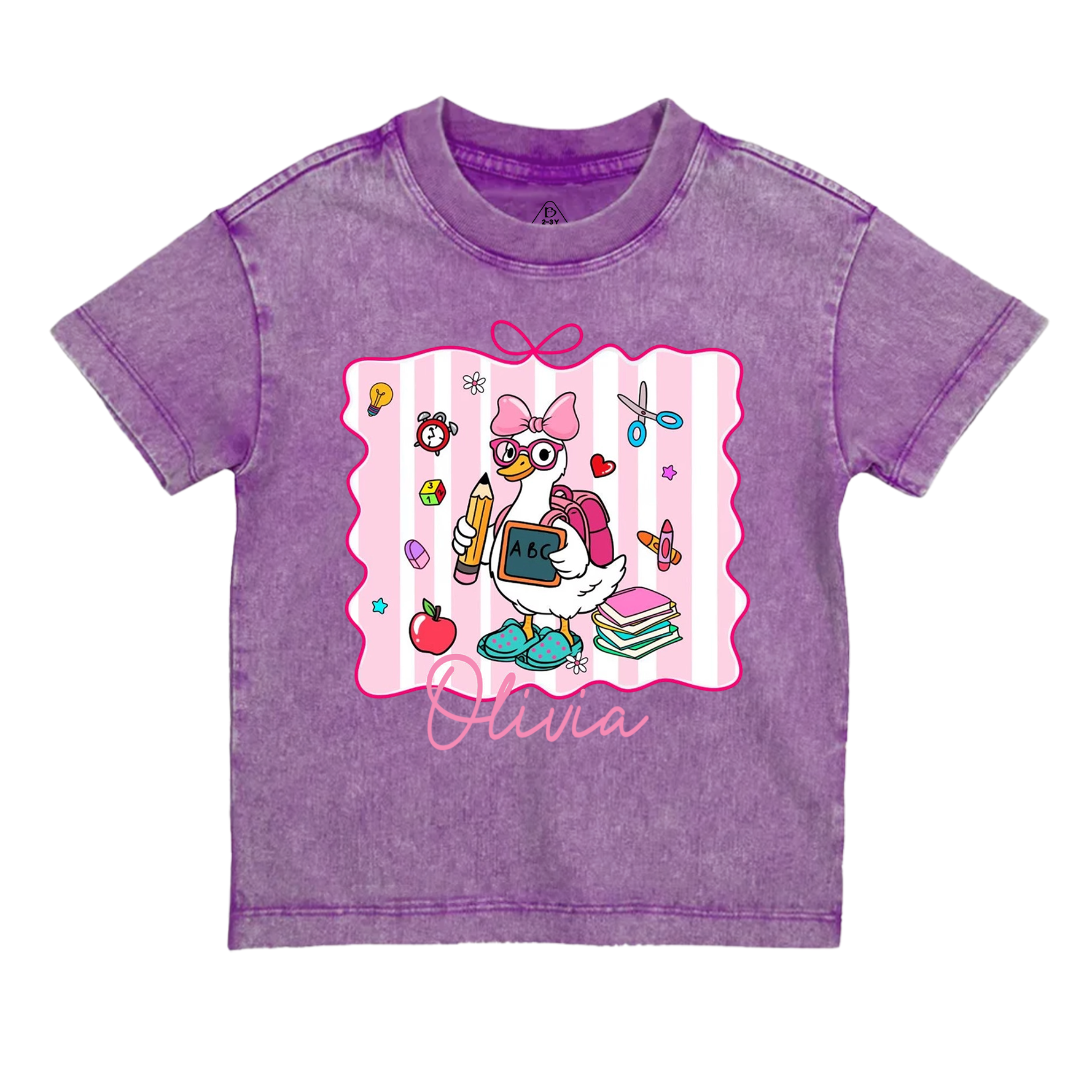 Personalized Boy Girl School Goose Toddler&Kids Washed Tees