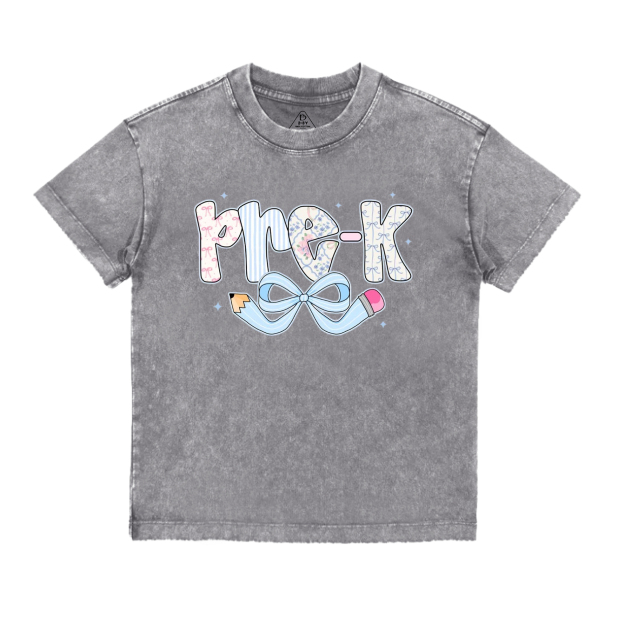Personalized Pencil bow Grades Toddler&Kids Washed Tees