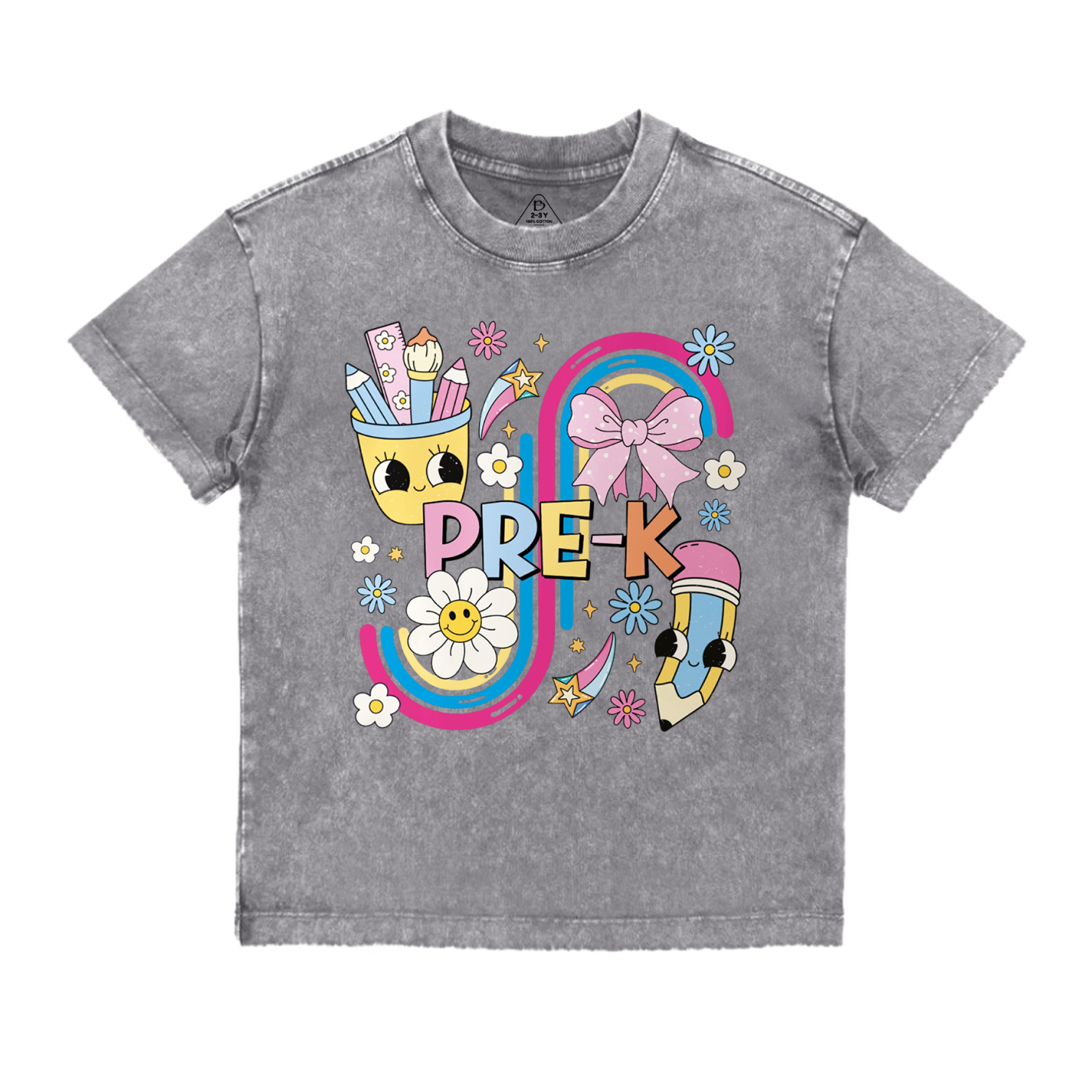Personalized School Days Rainbow Collection Toddler&Kids Washed Tees