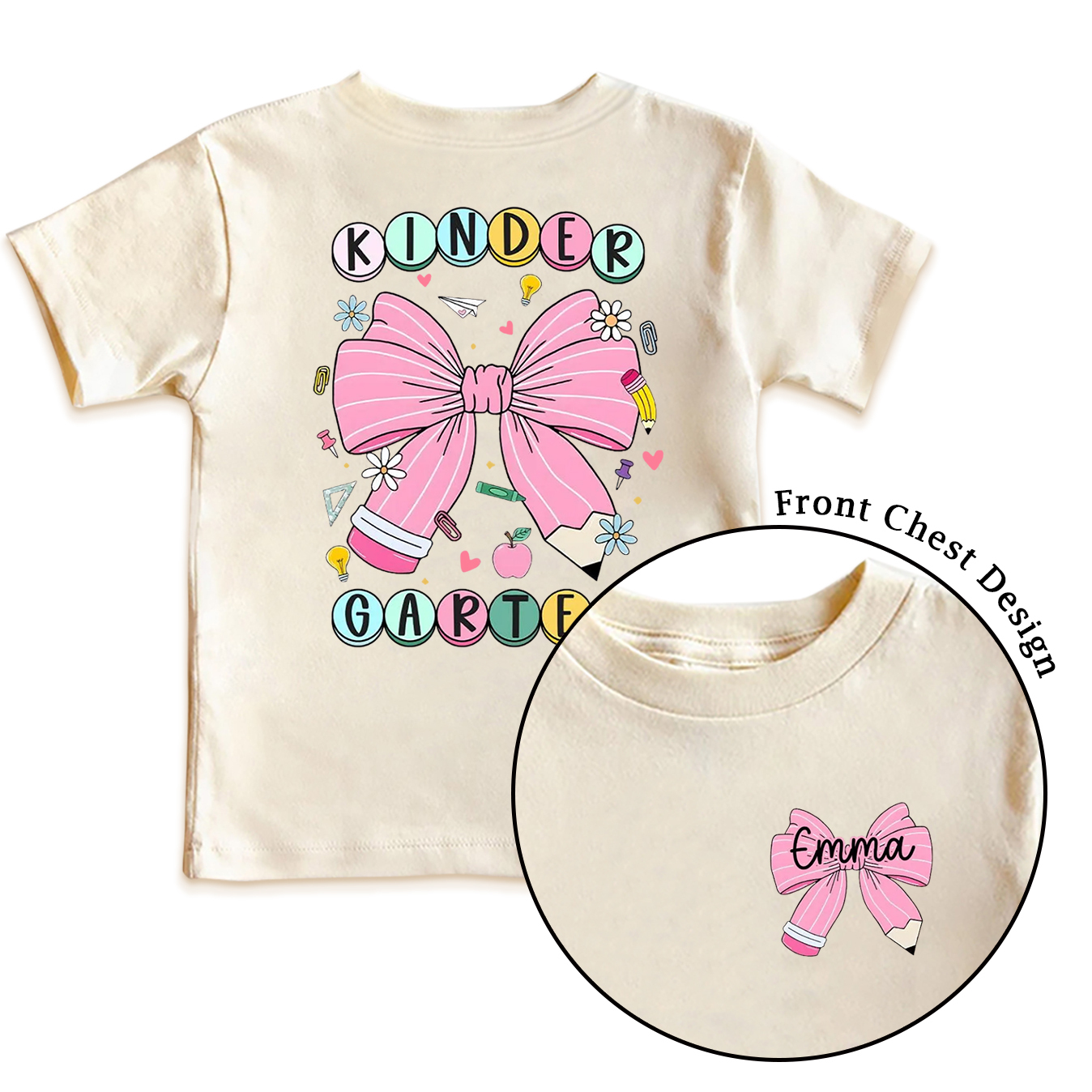 Personalized Back To School Bow Fireworks Toddler&Kid's Tees Beepumpkin 
