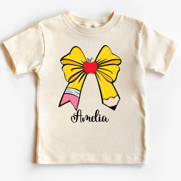 Personalized Bow Name Back To School Toddler&Kid's Tees Beepumpkin 