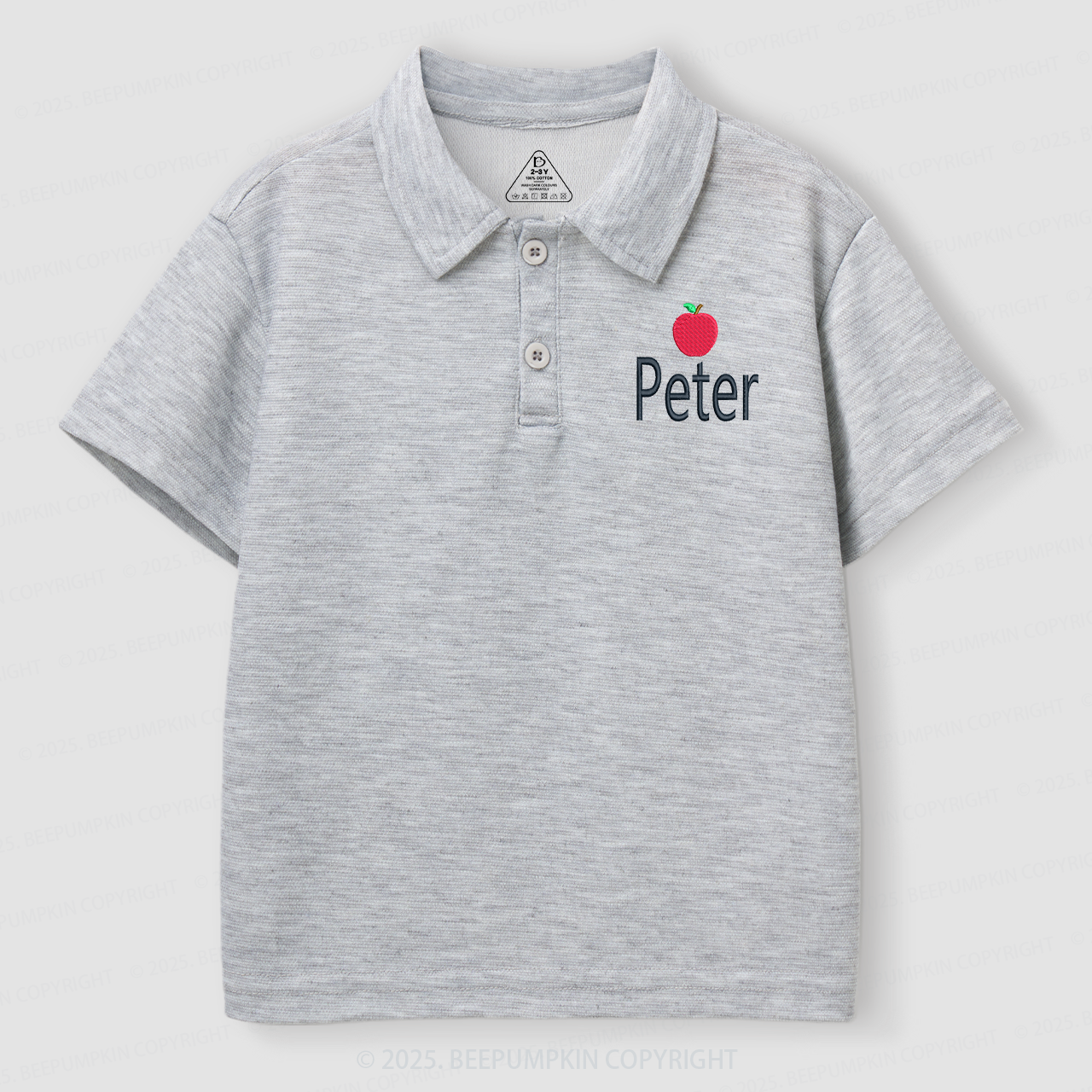 Personalized Embroidered Red Apple Name Toddler&Kid's Polo Shirt Beepumpkin