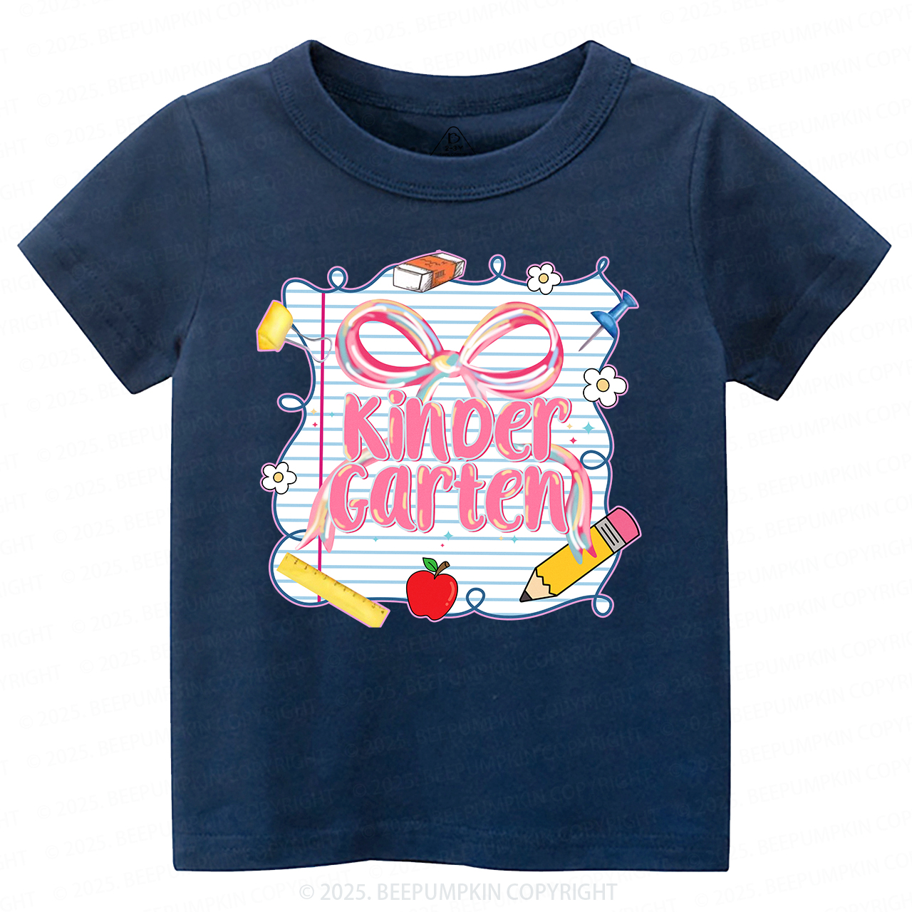 Personalized Preppy Pink Bow Toddler&Kid's Tees Beepumpkin 