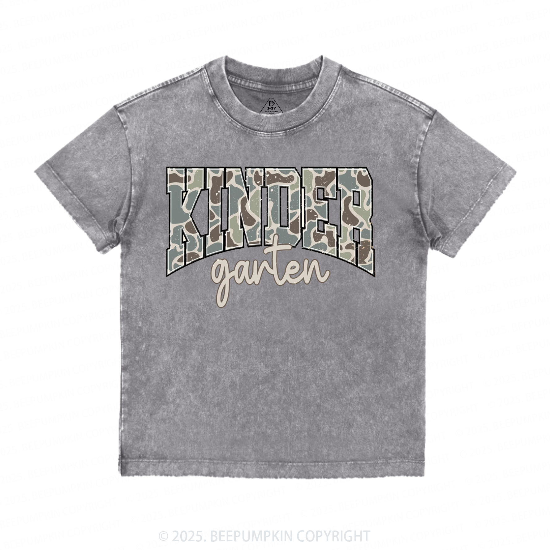 Personalized Back To School Boys Old Camo Toddler&Kids Washed Tees