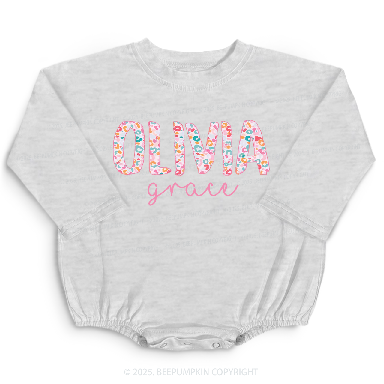 Personalized Name Flower Baby Bubble Romper Beepumpkin