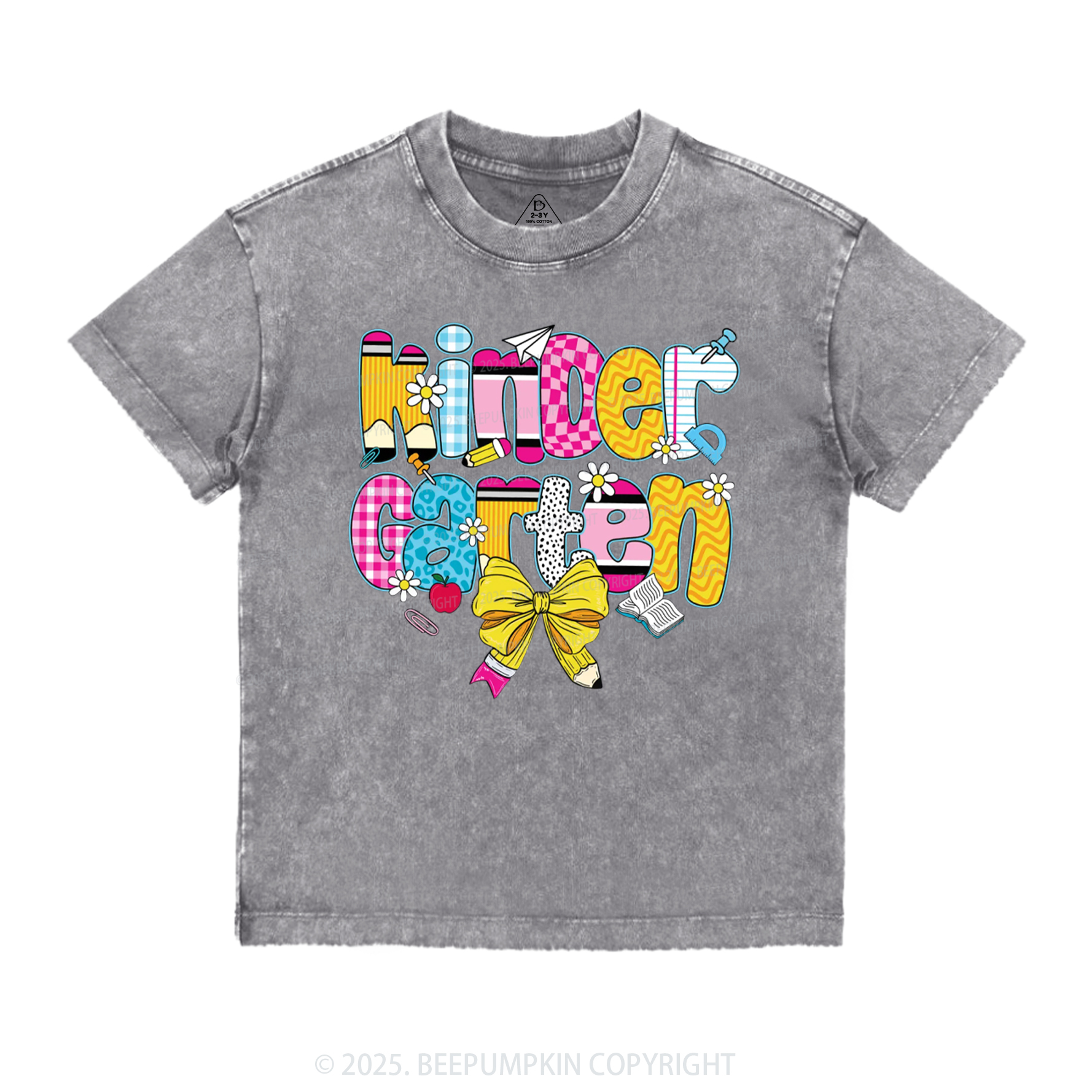 Personalized Checkered Sublimation Toddler&Kids Washed Tees