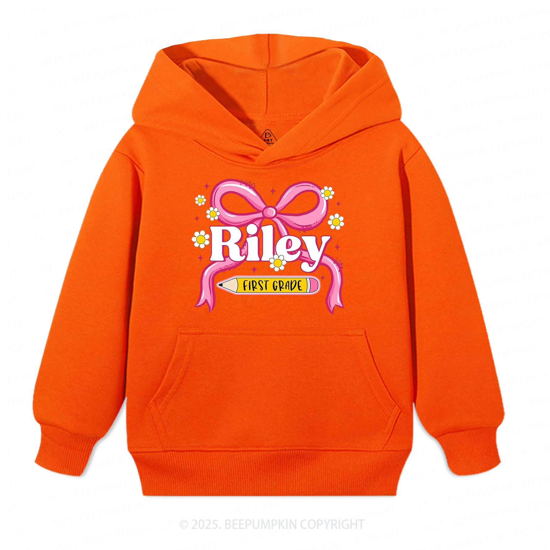 Personalized First Grade Girly Kid's Hoodies Beepumpkin