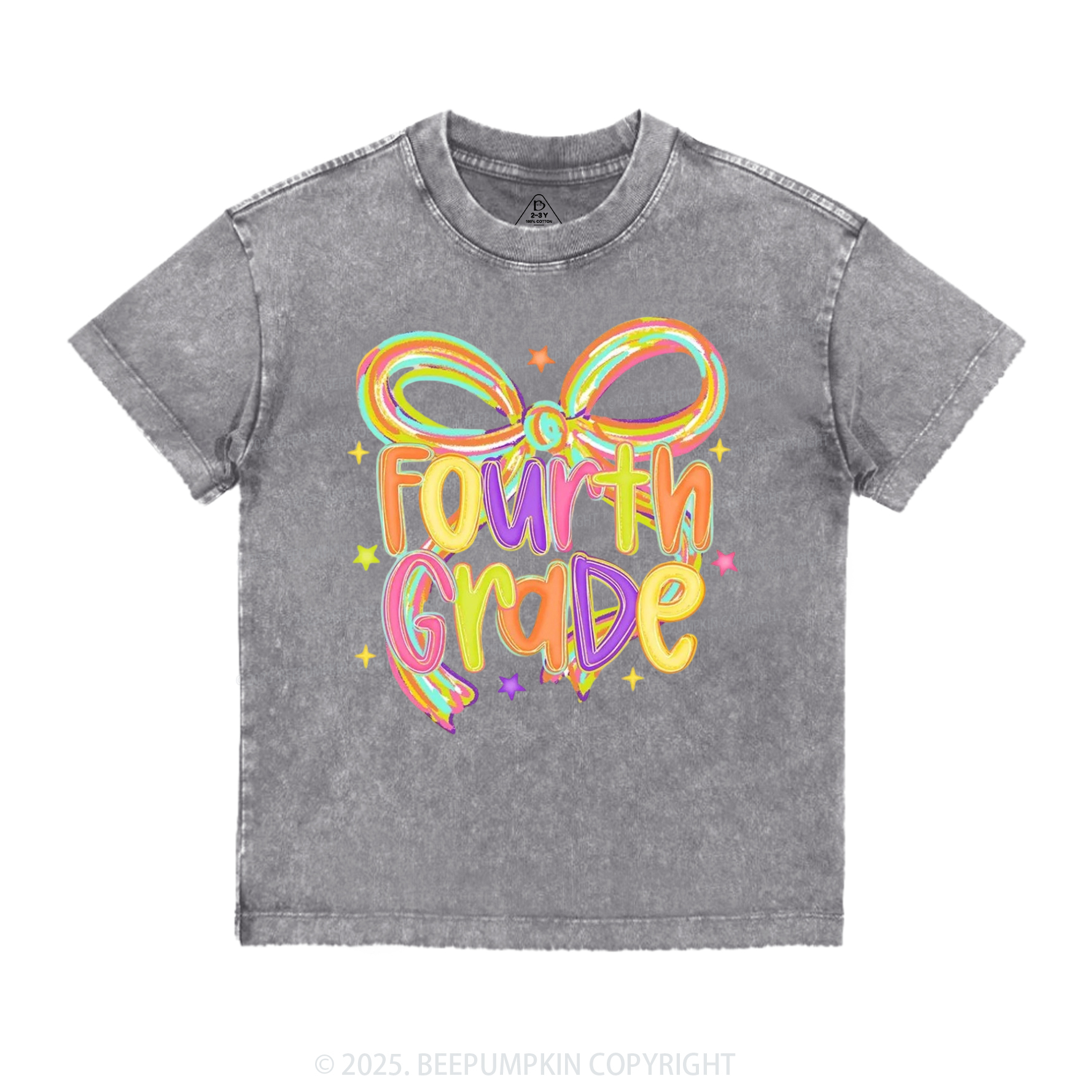 Personalized Girly Bow Sublimation Toddler&Kids Washed Tees