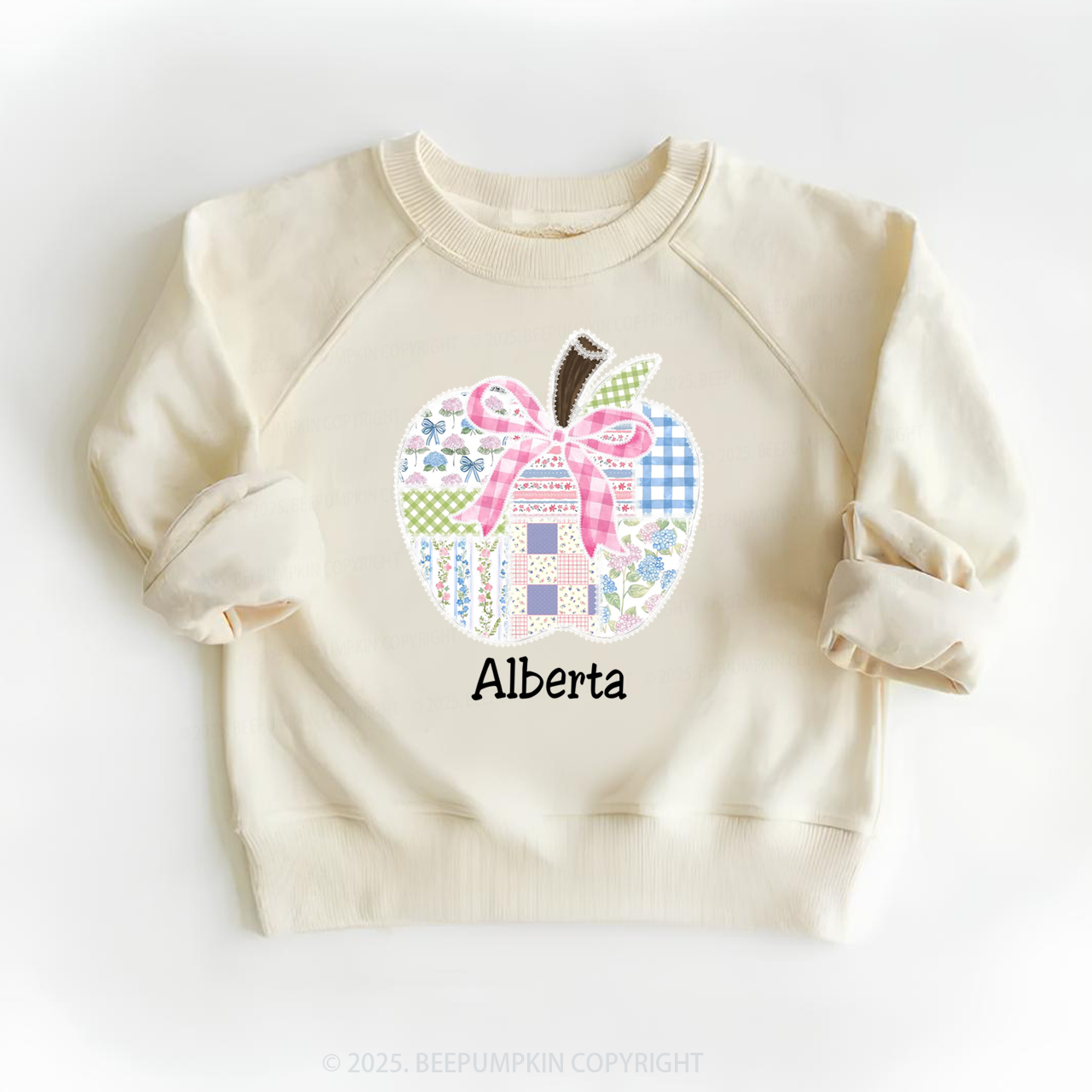 Personalized Lace Apple Name Kid's Sweatshirt