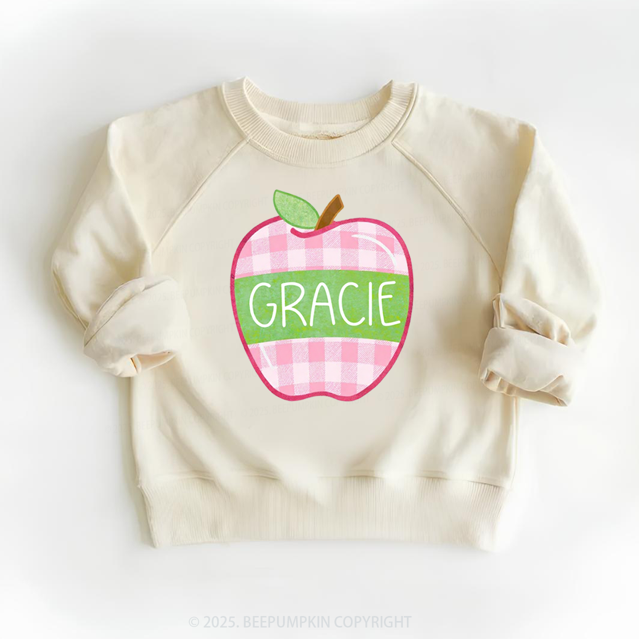 Personalized Plaid Apple Series Kid's Sweatshirt