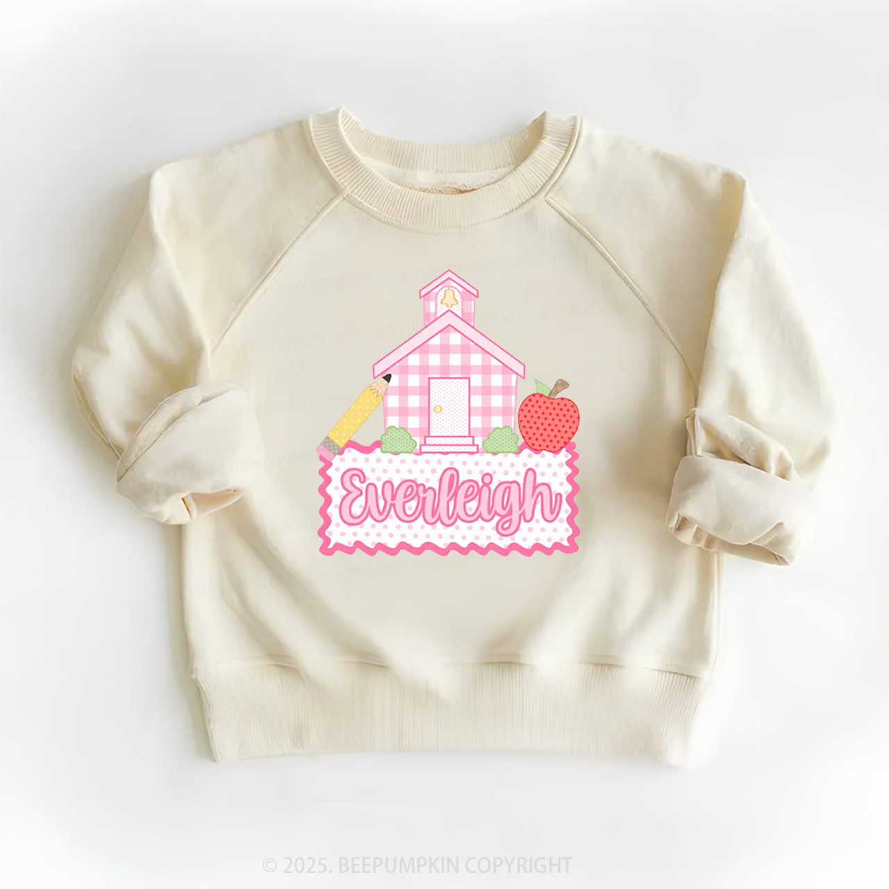 Personalized Pink Schoolhouse Kid's Sweatshirt