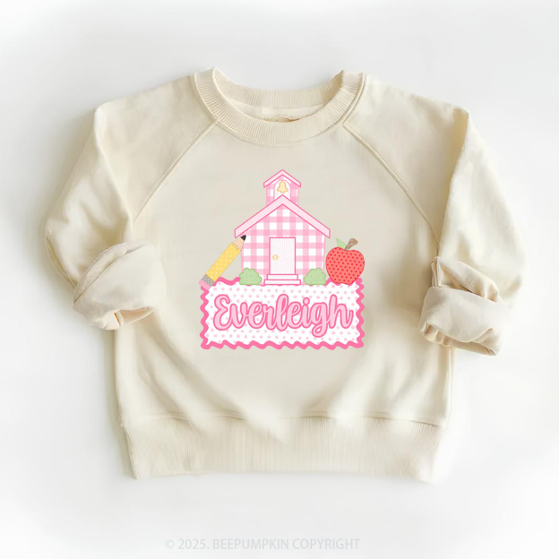 Personalized Pink Schoolhouse Kid's Sweatshirt