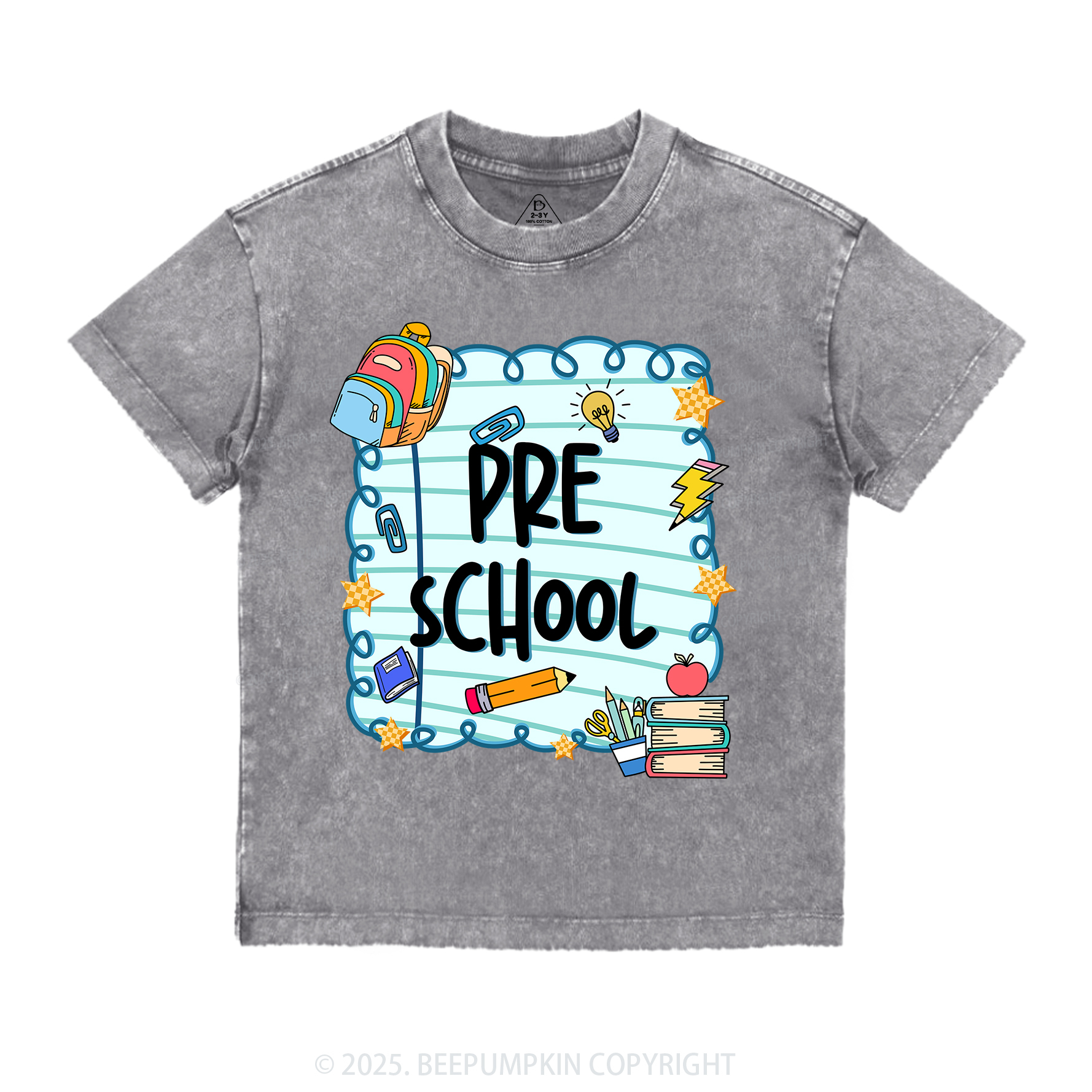 Personalized School Essentials Series Toddler&Kids Washed Tees