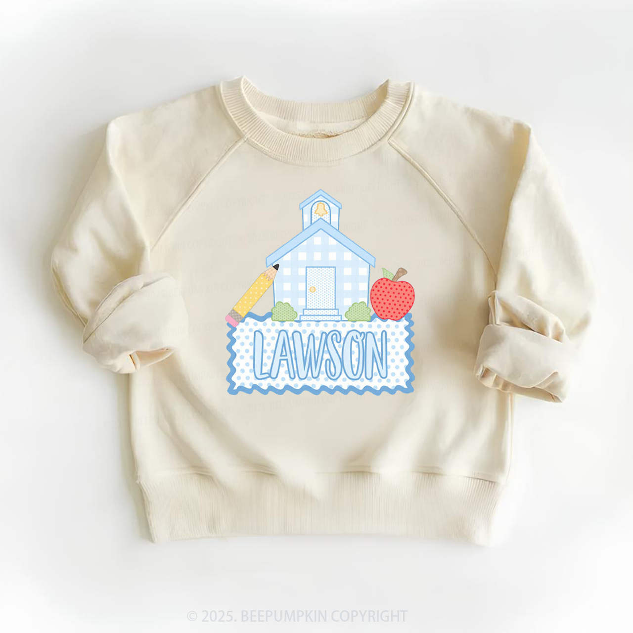 Personalized Blue Schoolhouse Kid's Sweatshirt