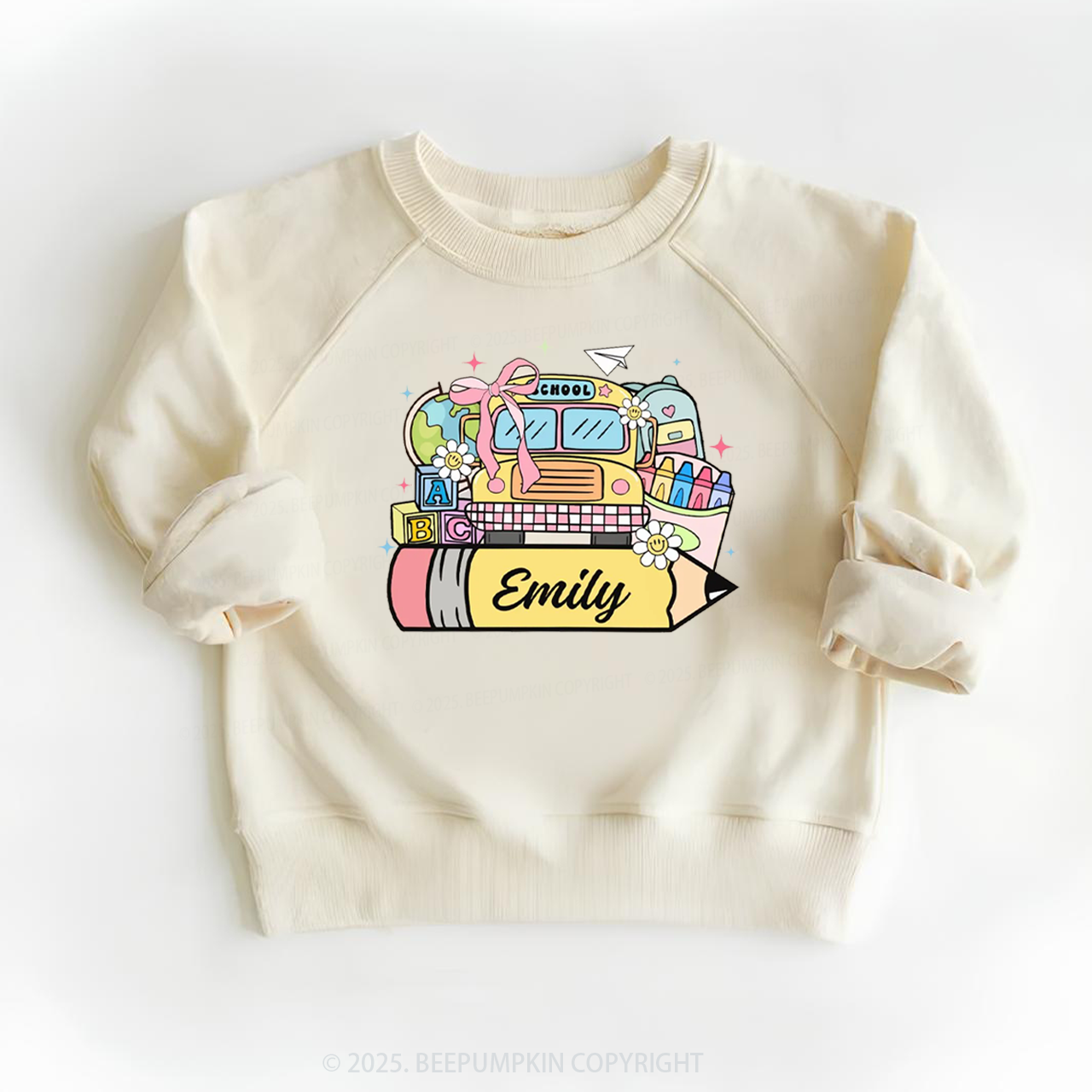 Personalized Kid Name School Bus Kid's Sweatshirt