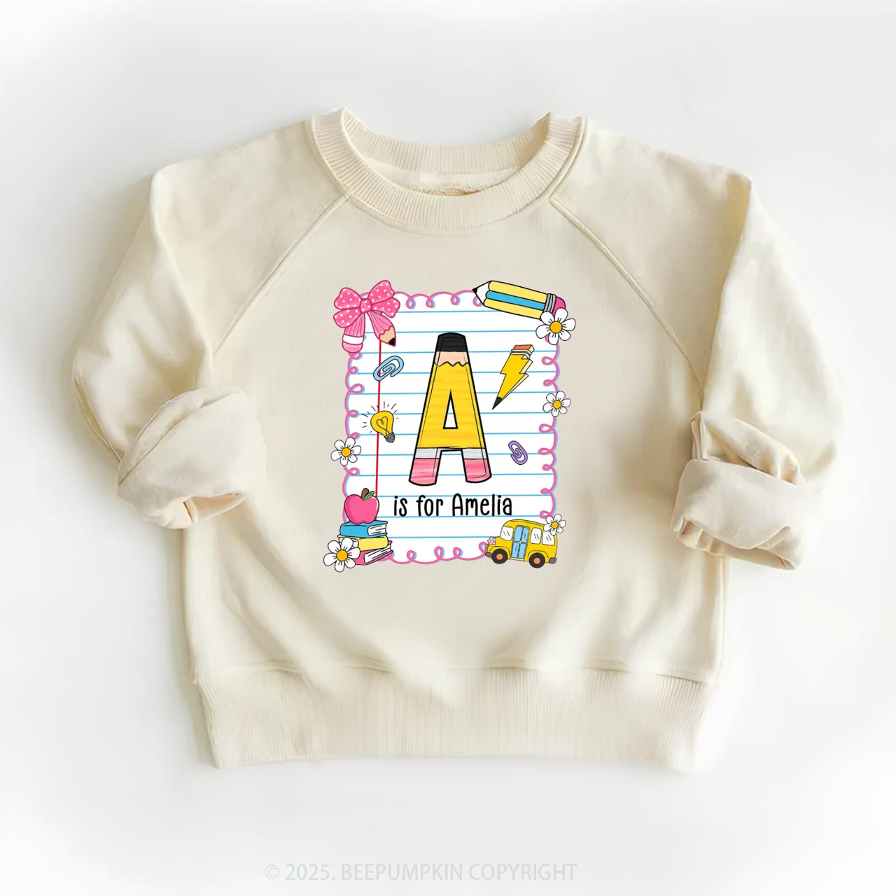Personalized Alphabet Pencil Name Kid's Sweatshirt