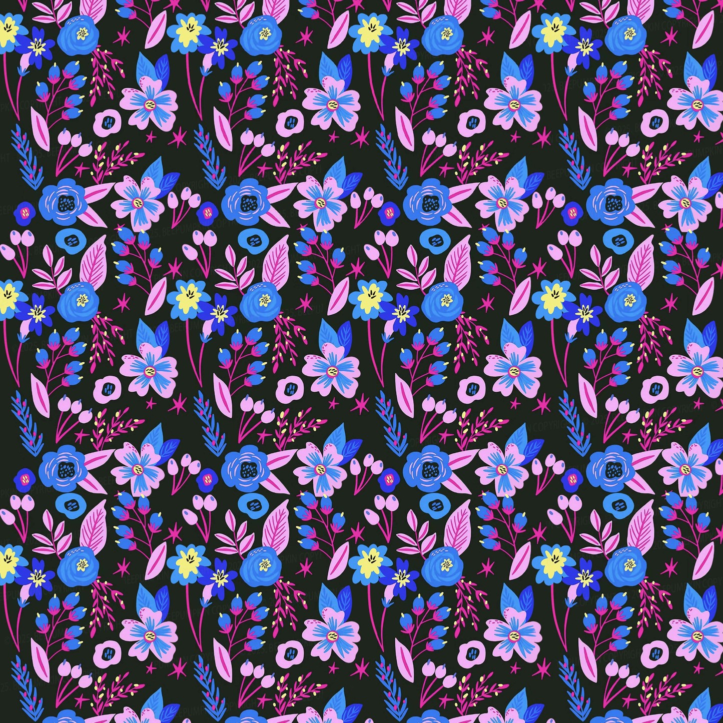 Dark Night Flowers Mom&Me Matching All Over Print Dress