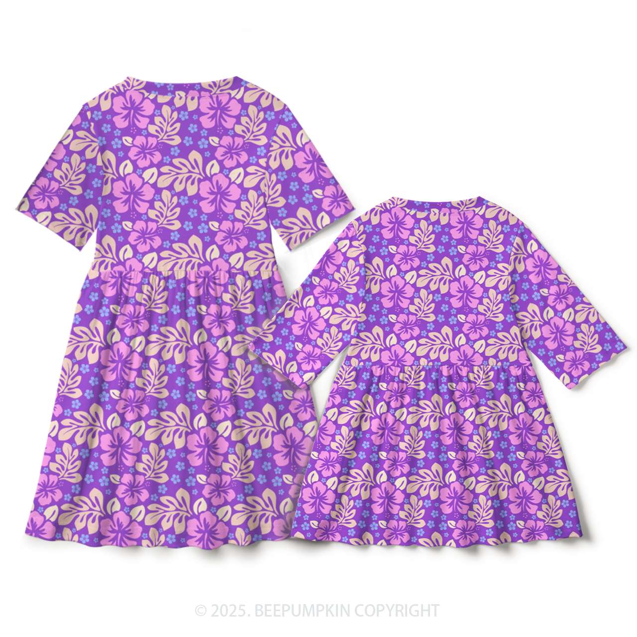 Purple Petals Mom&Me Matching All Over Print Dress