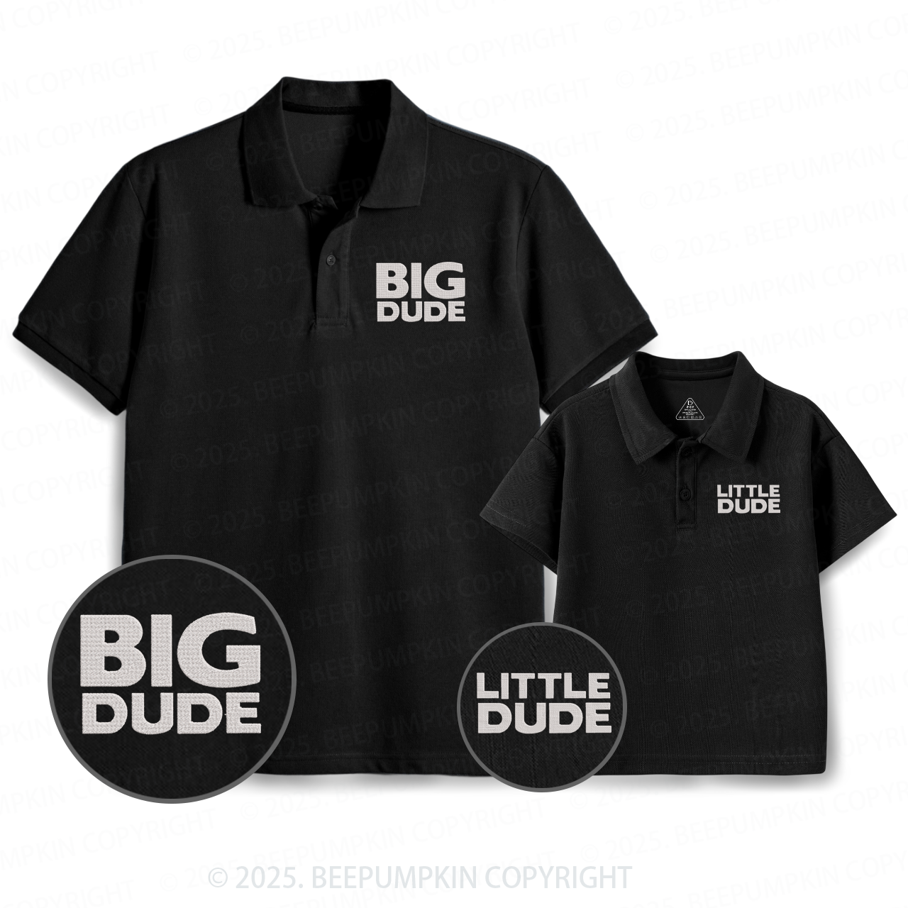 Big Dude Little Dude Dad&Me Matching Polo Shirt Beepumpkin