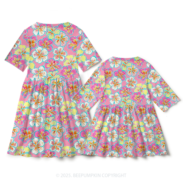 Flowers In Bloom Mom&Me Matching All Over Print Dress