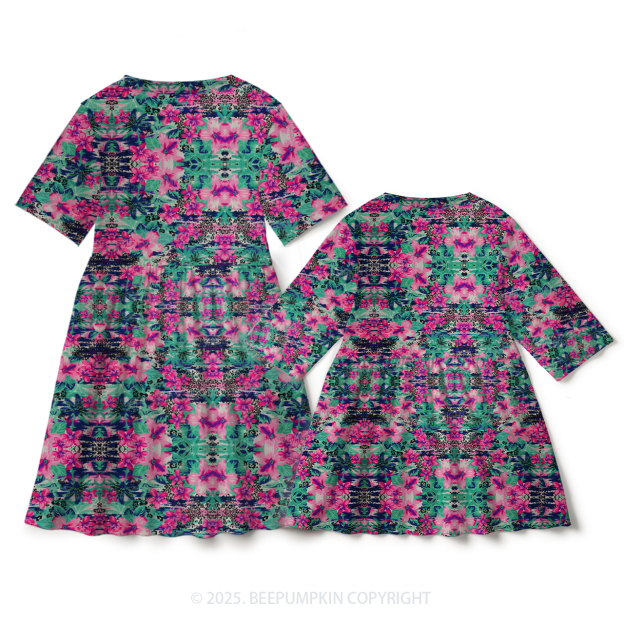 Tropical Symphony Mom&Me Matching All Over Print Dress