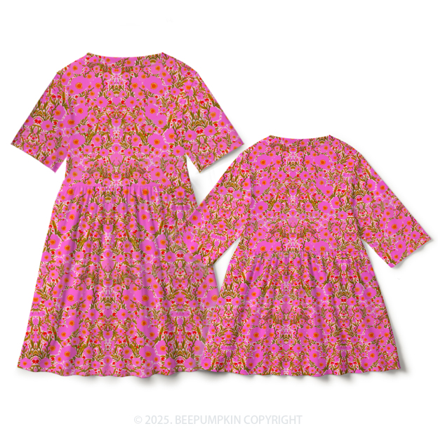 Floral Fiesta Mom&Me Matching All Over Print Dress