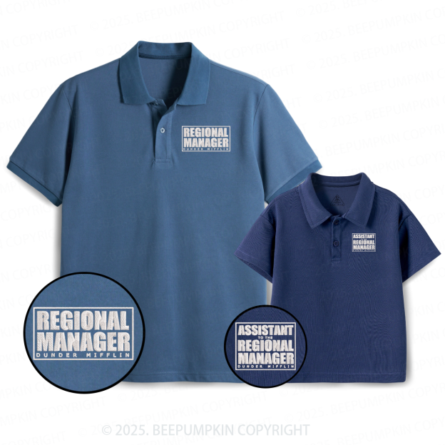 Embroidery Dunder Mifflin Dad&Me Matching Polo Shirt Beepumpkin