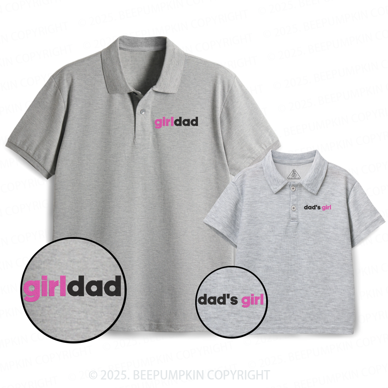 Embroidery GirlDad BoyDad Dad&Me Matching Polo Shirt Beepumpkin