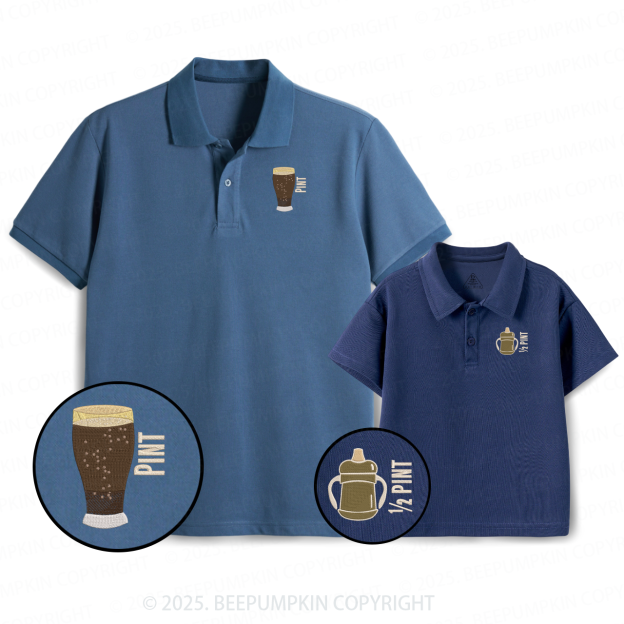 Embroidery Pint Half Pint Dad&Me Matching Polo Shirt Beepumpkin