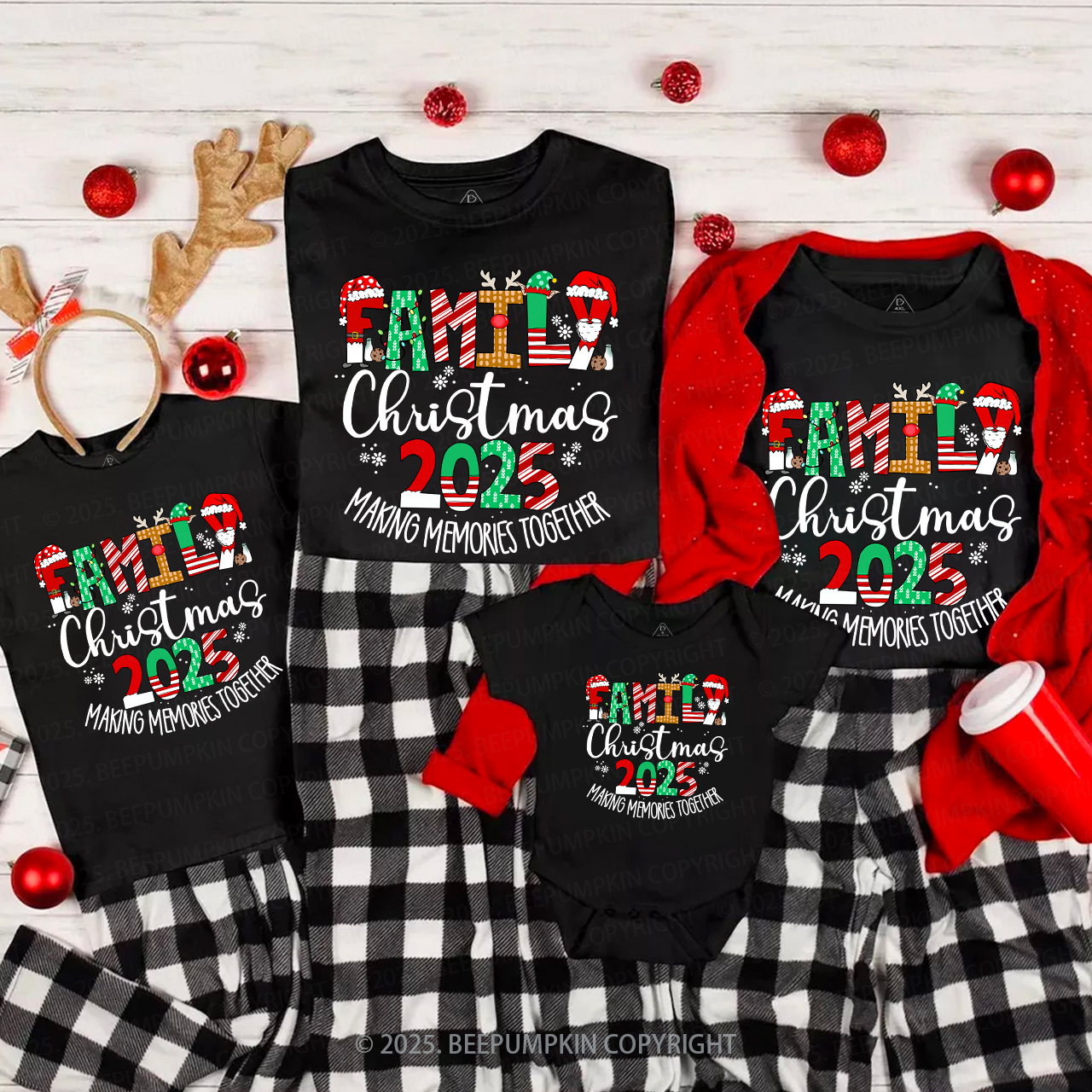 Making Memories Elk Christmas Family Matching T-Shirts Beepumpkin