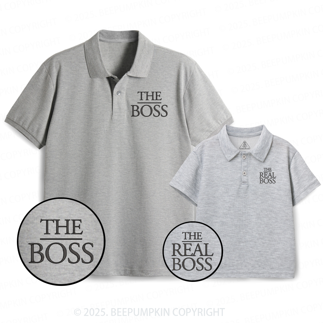 Embroidery The Boss And The Real Boss Dad&Me Matching Polo Shirt Beepumpkin