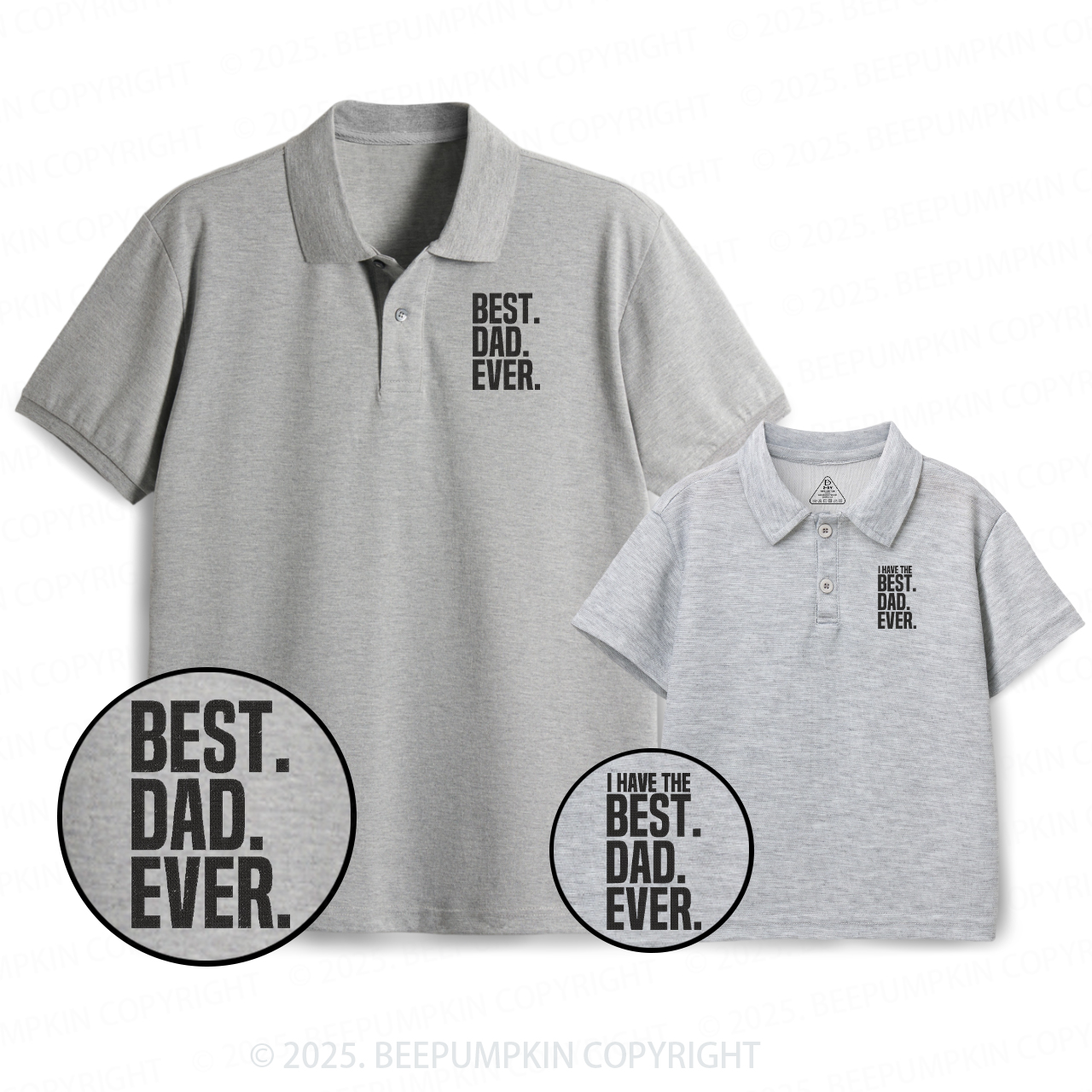 Embroidery Best Dad Ever Dad&Me Matching Polo Shirt Beepumpkin