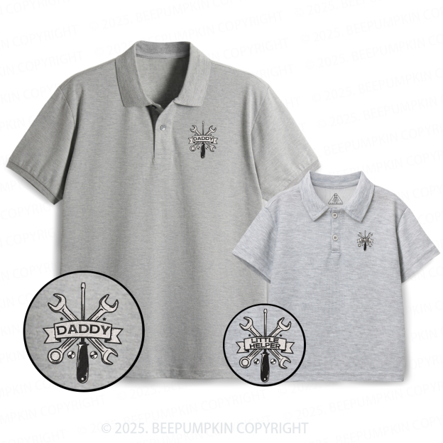 Embroidery Little Helper Dad&Me Matching Polo Shirt Beepumpkin
