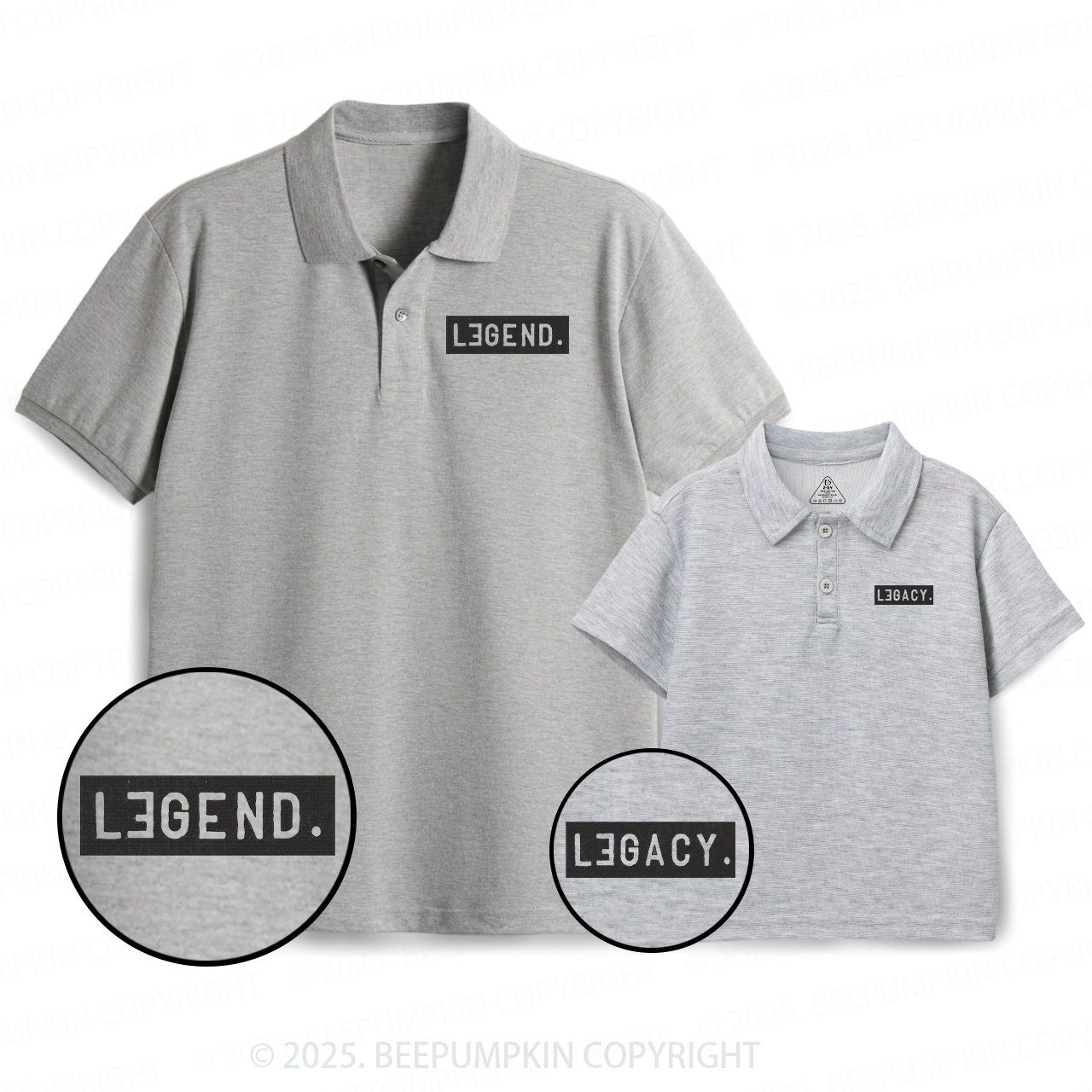 Embroidery Legend & Legacy Dad&Me Matching Polo Shirt Beepumpkin