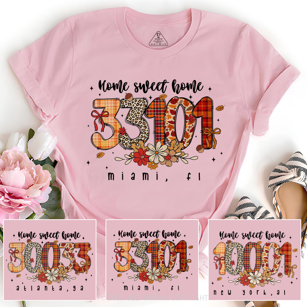 Personalized Fall Zip Code Doodle T-Shirts Beepumpkin