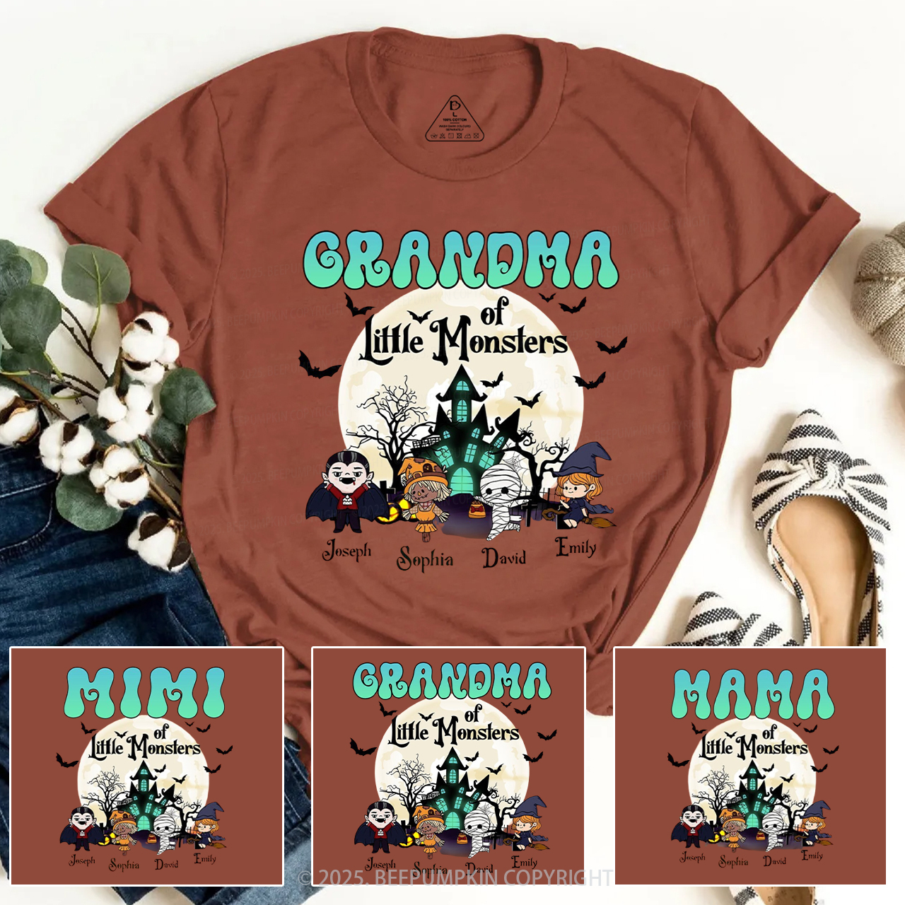 Personalized Grandma Halloween T-Shirts Beepumpkin