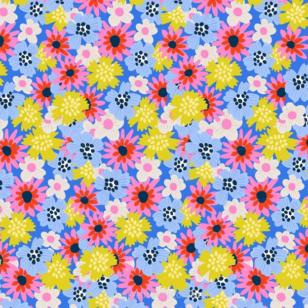 Colorful Summer Flowers Mom&Me Matching All Over Print Dress